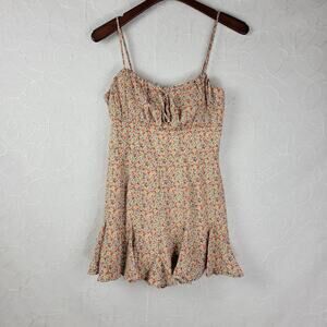 Trixxi Romper Large Red Floral Spaghetti Strap Flounce Bottom Back Zip Lined